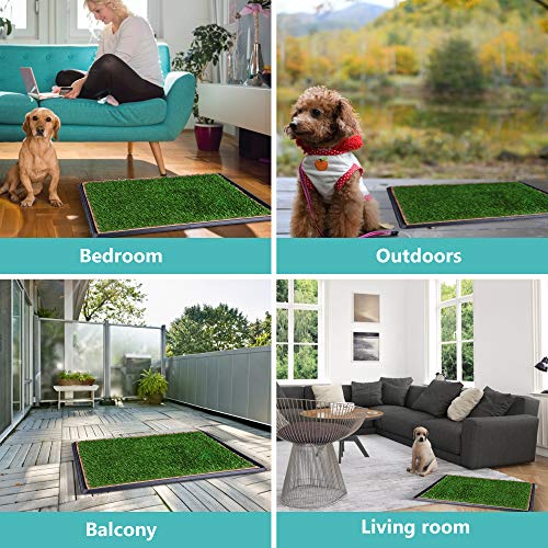 Dog Grass Pad With Tray, 20"×30" Fake Grass For Dogs, Artificial Dog Potty Grass Puppy Training Pad For Indoor And Outdoor Use (With Tray) #TOP3