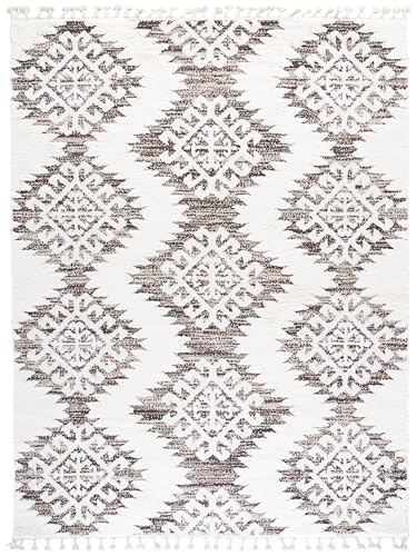 Tapete decorativo rectangular 9 x 12 pies Ivory/Brown miniatura 3