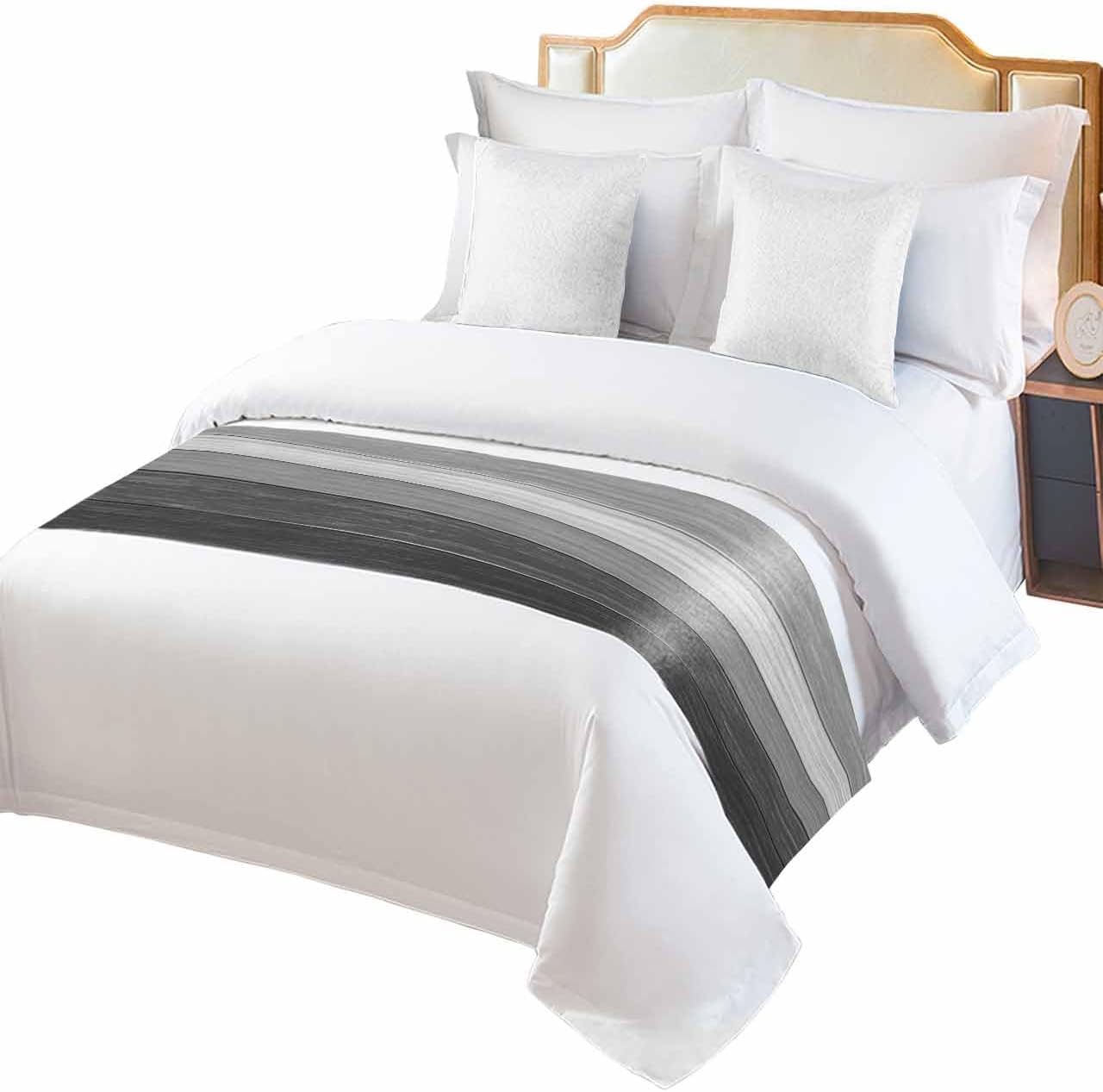 Smile Sunflower Bed Runner Scarf Black Classic Luxurious Old Brocade Pattern Bedding Scarf Decorative Bed Runners Cover for Home Bedroom Hotel Wedding Room Bed Scarf for Foot of Bed Queen 83x20in