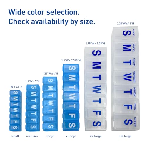 Image of EZY DOSE Weekly (7-Day) Daily Pill Case, Medicine Planner, Vitamin Organizer, Supplement Container Box, Small Compartments, Travel Friendly and Convenient, Color May Vary (Randomly Selected), BPA Free