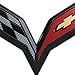 GM C7 Corvette Stingray Crossed Flags Emblem - Carbon Flash, Metal, Vehicle Specific, Car, Black, Gold, Red, Grey, Rear Center