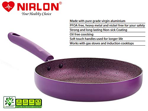 Image of Nirlon Regal Purple Aluminium Non-Stick Induction Base Fry Pan, Purple (24cm, 1.9Liter)