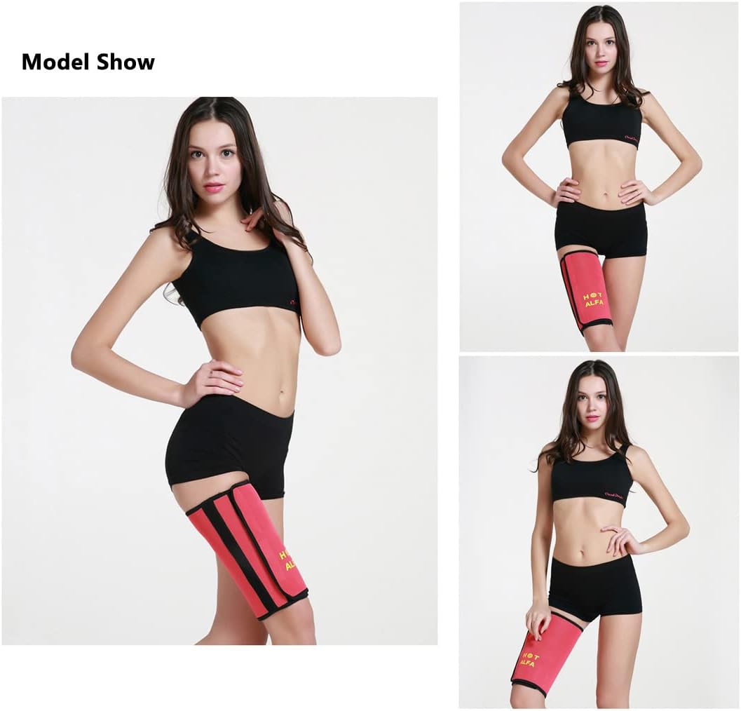 DAISHA 2 Pce Thigh Trimmer Wrap Sweat Bands,Athletic Compression Thigh Support Increase Heat to Maximize Exercise Results.