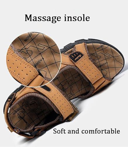 Men's Leather Sandals for Hiking Walking Beach Treads Water Athletic Outdoor with Air Cushion3