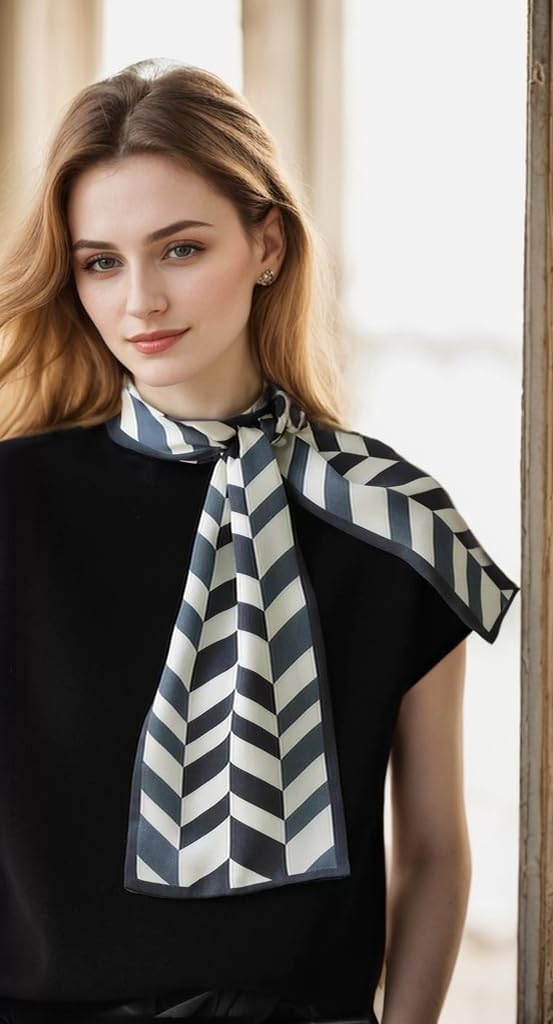 ANDANTINO 100% Silk Scarf for Women 58”*6.3” Long Shawls for Headscarf and Neck- Oblong Hair Wraps with Gift Packed - Image 3