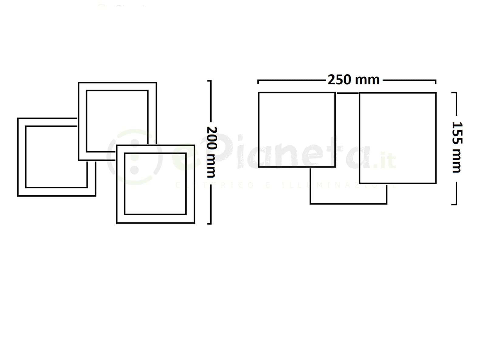 TOT ELECTRIC Plafoniera Faretto Applique a cubo rettangolare da soffitto in gesso bianco verniciabile con attacco GU10 lampada cubico (Plafoniera 3 cubi)