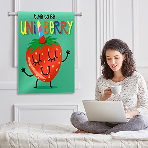 Drapeau de bienvenue licorne vert en polyester 30x45 cm double face