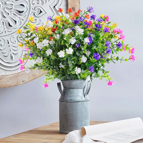 Image of AmyHomie 20 PCS Artificial Flowers for Outdoors, UV Resistant Fake Plants