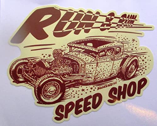 hotrodspirit - Sticker Run & Run Hot Rod Speed Shop 10x7.5 cm bigdaddyjo Autocollant