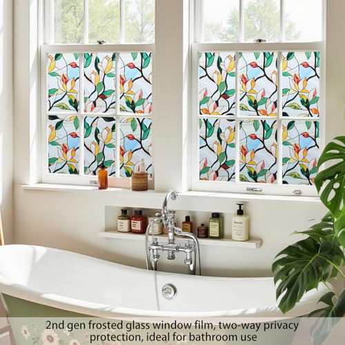 Image of DKTIE 2nd Gen Frosted Glass Window Privacy Film Art Deco 17.7in X 78.7in