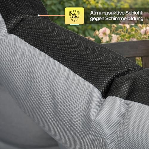 Bankkissen für Gartenbank & Hollywoodschaukel - Made in EU, Wasserdichtes & UV-beständig Gartenkissen - Bankauflage 2-Sitzer - Sitzkissen für Outdoor & Innenbereich - 100x50 cm - Grau