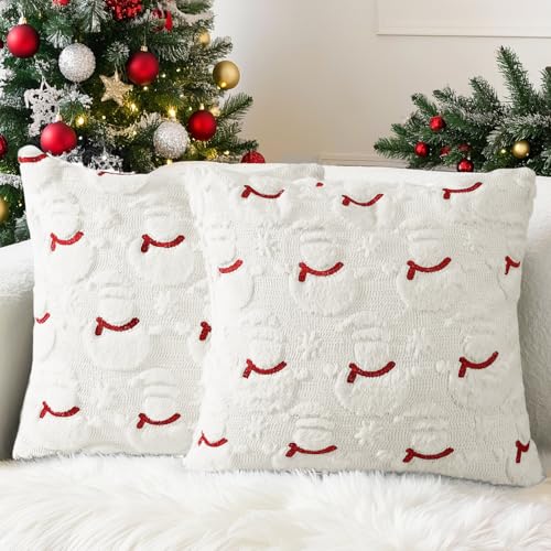 Lonya 2 Pezzi Cuscini Natalizi per Divano 45x45cm Lana Corta Velluto Copri Morbido Decorativo 3D...