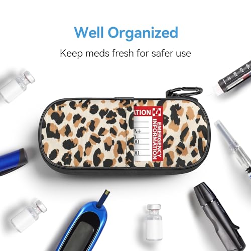 Image of Gelozid Insulin Cooler Travel Case Diabetic Medication Insulated Cool Organizer with 2 Reusable Ice Packs for Insulin Pen and Other Diabetic Supplies, for The Daily Life and Trip, Leopard Print