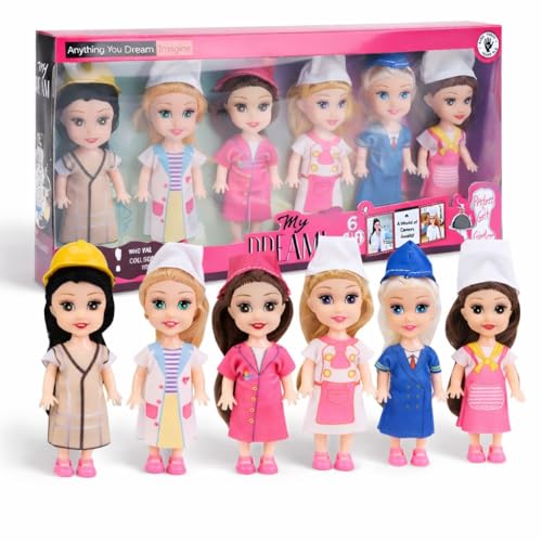 Liberty Imports Little Career Toddler Dolls with Dresses, Girls Imaginative Pretend Play Mini Small Dolls with Outfits for Chef, Doctor, Pilot,...