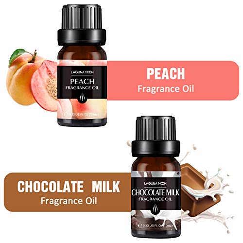 Lagunamoon Set of 6 Fragrance Oils Gift Set, Bubble Gum, Orange Blossom, Peach, Chocolate Milk, La Vie Est Belle, Banana Fragrance Oil for Candle Making, Soap Crafting, Bath Bombs, Diffuser,10ML - Thumbnail 4