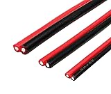 Matériau conducteur : cuivre Câble parallèle double en silicone noir et rouge à 2 broches, câble parallèle double rouge et noir, résistant aux hautes températures de 200 degrés, calibre 28 26 AWG(1m,28 AWG)