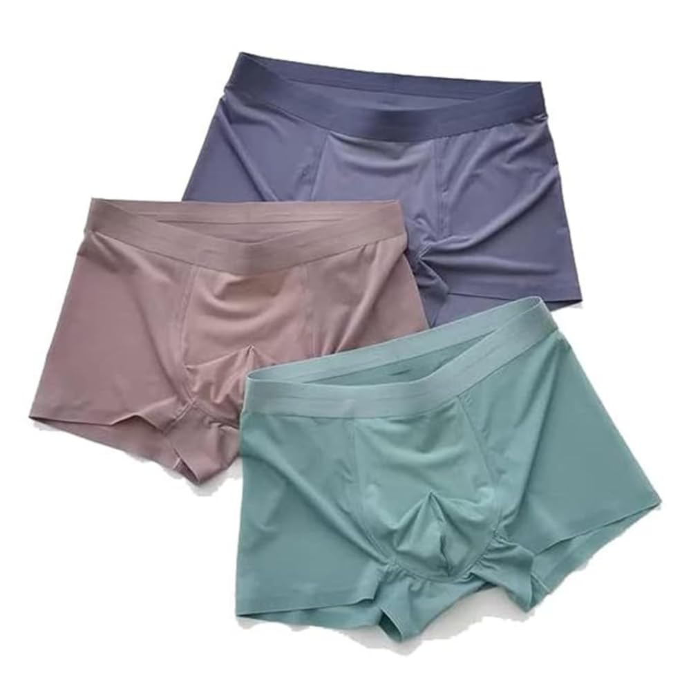 avocet Men's Ultra-Comfort Ice Silk Lycra Underwear | Moisture-Wicking, Breathable Boxers for Men | Seamless Design | (Multicolor) Pack of 3-picture-38