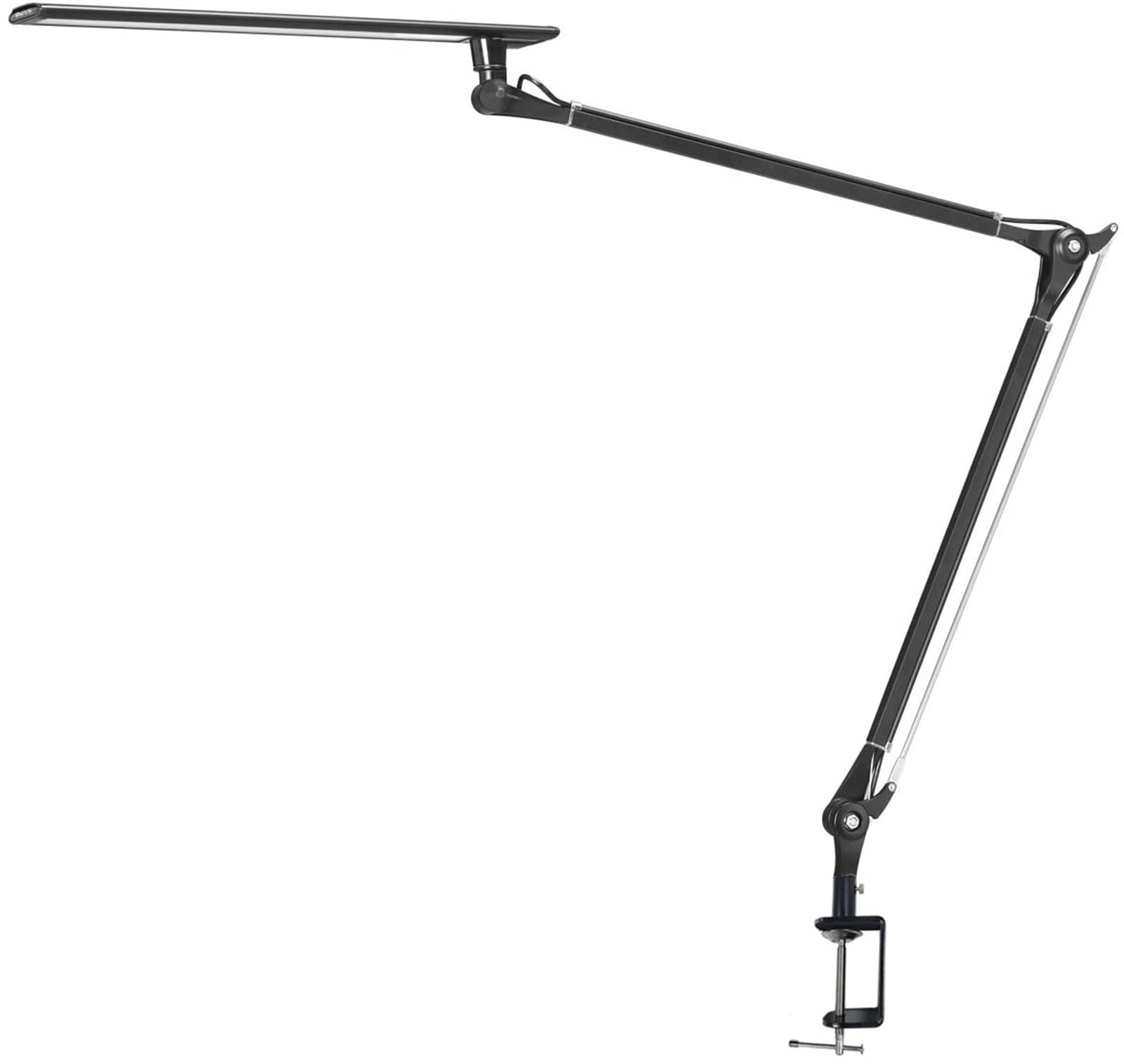 Tischlampe Metallschwung Arm Arm und Verstärker; Aufgabenlampe mit schrittloser Dimmel- und Verstärkungsfunktion; drei Lichtmodi -Funktionen und für jede Anwendung einstellbar (Schwarz) innovate