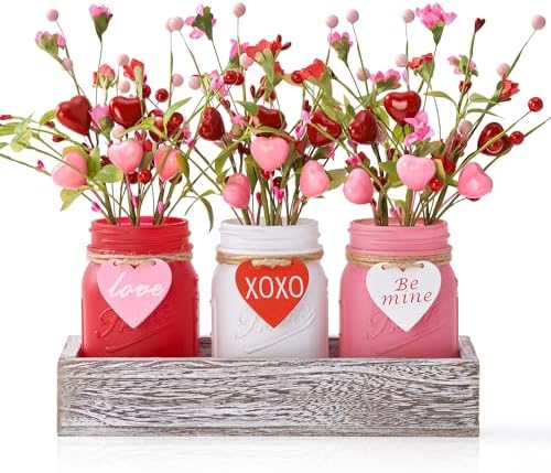 Valentines Day Table Decor, Centerpieces for Tables with 3 Mason ...