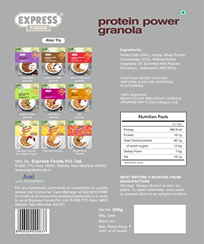 Image of Express Foods Protein Power Granola, 500g (Pack of 3)