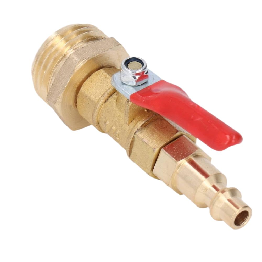 Brass Winterize Blowout Adapter 1/4 Inch Male Quick Connector 3/4 Inch Male GHT Thread for RV Yachts Garden Irrigation Joints(Red)