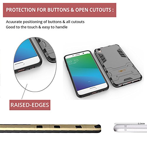 Image of Heartly Graphic Kickstand Hard Dual Rugged Armor Hybrid Bumper Back case Cover for Oppo r9 Plus - Navy Black - Black