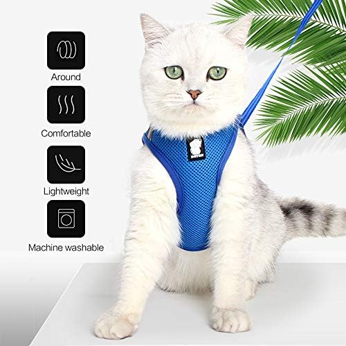 Cat Harness Leash Straps Soft and Comfortable Cat Walking Jacket with Running Cushioning and Escape Proof for Puppies with Cationic Fabric - 4