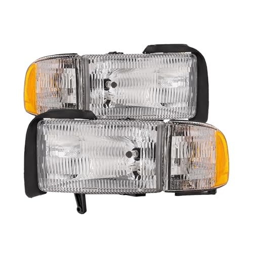 HEADLIGHTSDEPOT Chrome Halogen Headlights Dodge