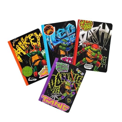 Ninja Turtles Carnets de notes TMNT, 4 x A6, 40 pages lignées chacun, différents motifs, merch officiel