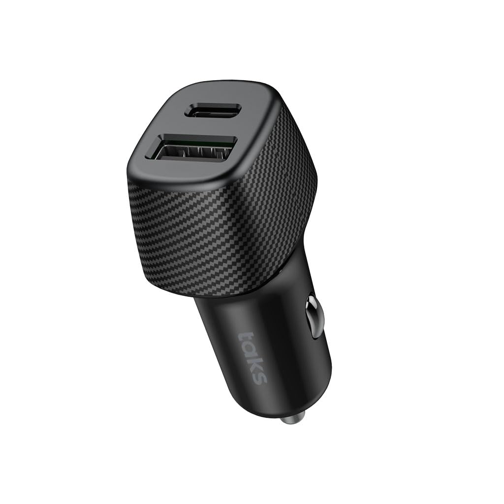 taks CP02 Duo 48W PD/QC USB-C+USB-A Araç Hızlı Şarj Aleti, Siyah 5CP02S