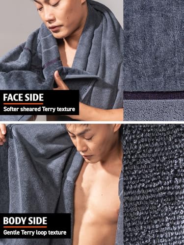 Image of DAMENSCH 100% Cotton Towel, Super Soft Towels for Bath Large Size, Ultra Absorbent, Quick Dry Towel for Women, Long Lasting Colours Towels for Bath Men-Nightfall Blue, Twilight Grey