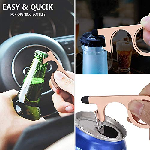 No Touch Door Opener Tool,4 Pack Touchless Door Opener Button Pusher Retractable Keychain Tool with Stylus Tips,Touchless Key Tool for Touchscreens,Handles,Bottle Opener,Elevators,ATM,Keypads