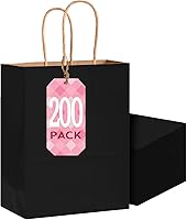 Vista 26 de Bakepacker Paquete de 60 bolsas de papel de regalo de tamaño pequeño con asas a granel de 8.3 x 6 x 3.16 pulgadas, bolsas de compras de papel kraft