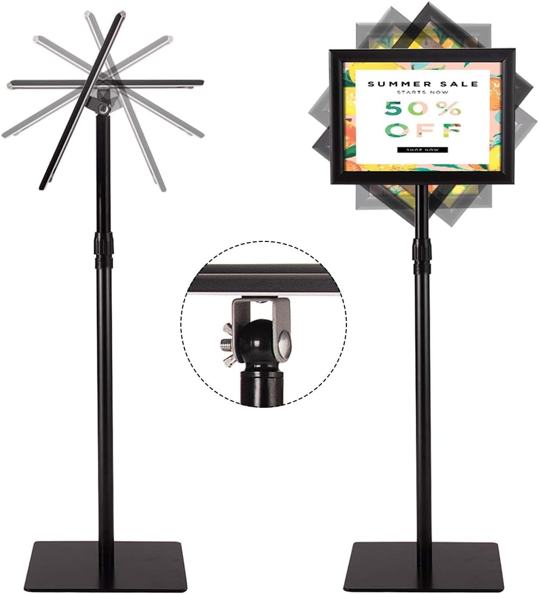 FANTASK Supporto informativo A4, nero, supporto per manifesti regolabile in altezza, supporto per clienti
