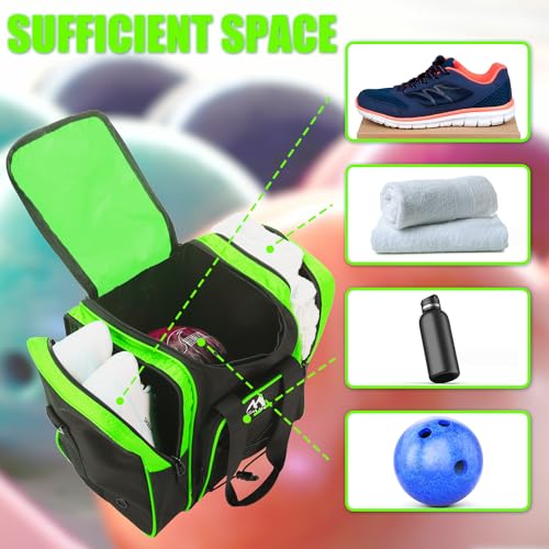 Hsmihair Bowling Ball Bag for Single Ball, Bowling Tote with Padded Holder,Fits Shoes up to Men’s Size 14, Carry Bag for Bowling Accessories