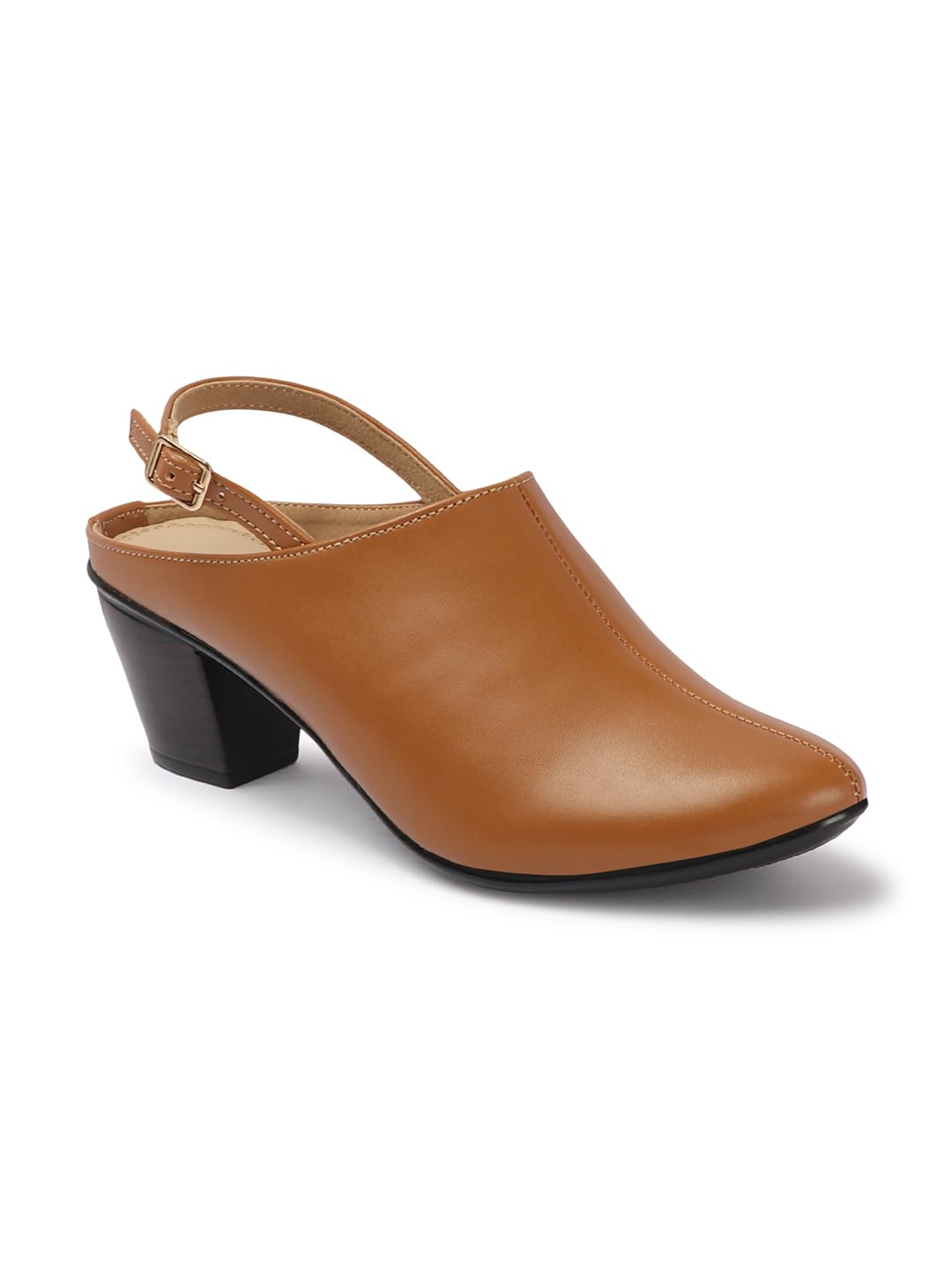 carlton london Women Comfortable Block Heel Round Toe Fashion Mule Shoes with Backstrap for Office, Casual and Formal Use-picture-25