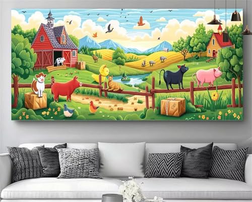 Artisanat Cristal DIY Cadeau Enfant - Peinture Diamant Porc de Ferme 5D Strass 30x60cm M638