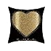 EHOMERY Poszewka na poduszkę King kanapa poszewki na poduszki Happy Valentine's Day Serce Jedwab Poszewki na poduszki Wygodne patio Zamiennik segmentowe złote czarne 50 x 50 cm