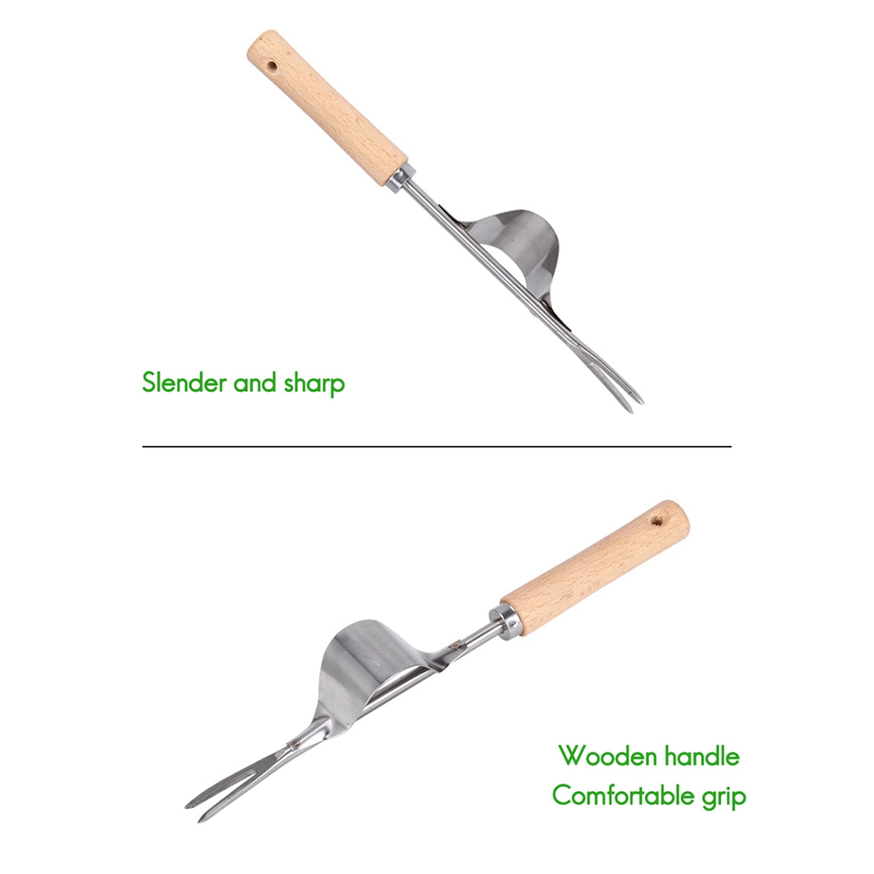 ISTOVO Désherbeur de Jardin en Acier Inoxydable Manche en Bois 2X Extracteur de Pissenlit