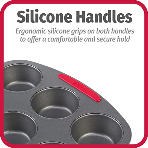 Goodcook Megagrip 12-Cup Nonstick Steel Cupcake And Muffin Pan With Silicone Grip Handles, Gray #TOP4