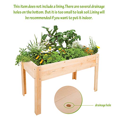 BAHOM Large Raised Garden Bed with Legs Elevated Standing Planter Grow Box Wood for Vegetables Fruits Herbs Flowers with Drainage Outdoor Patio Balcony Backyard