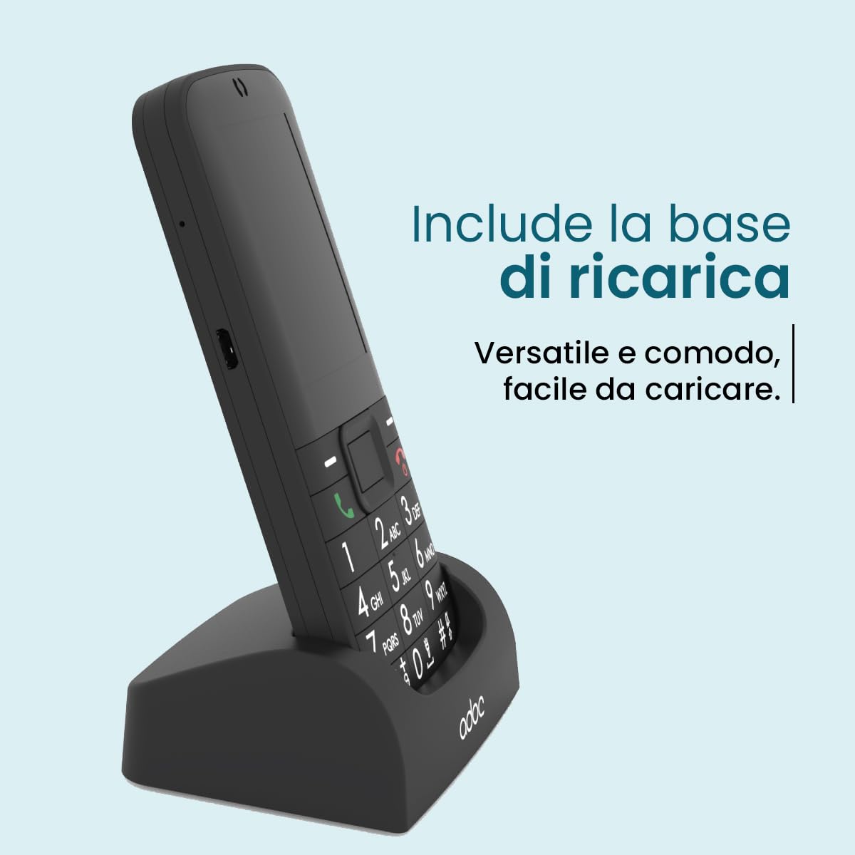 ADOC SP1 - Telefono cellulare per anziani, tasti e icone grandi, pulsante SOS, Android, 4G, Bluetooth, Wi-Fi, GPS, fotocamera, 1.400 mAh, microSD, torcia elettrica, jack 3.5", facile da usare, colore: