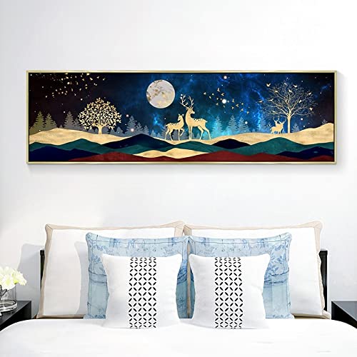 Peinture diamant broderie kits complet wapiti de la lune grand format 40x120cm pour loisir créatif