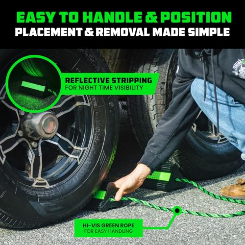 image for Rhino USA Heavy Duty Rubber Wheel Chocks for Trucks, Trailers, Tires, 