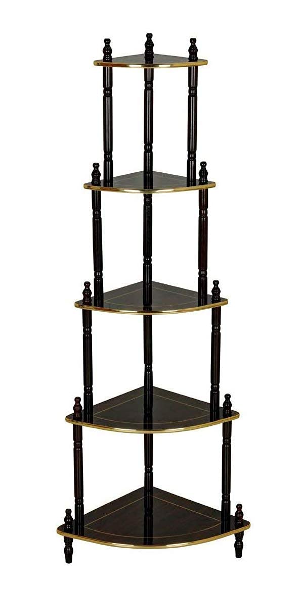 EOAN 5 Shelve Corner Table Wooden Shelf, Multi Color 1