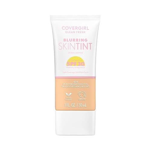 COVERGIRL Clean Fresh - Tinte para piel borrosa con SPF 30, 420 luzmedio neutro, base líquida, acabado mate suave, suaviza, ilumina, difumina los