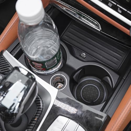 Image of Osilly Car Coasters for Cup Holder, 2.75 Inch No-Slip Anti Dust Insert Coaster, Universal Auto Waterproof Coasters Silicon Insulation Cup Mats for Woman Man, Suit for Vehicle (Black /Gray, 4PCS)