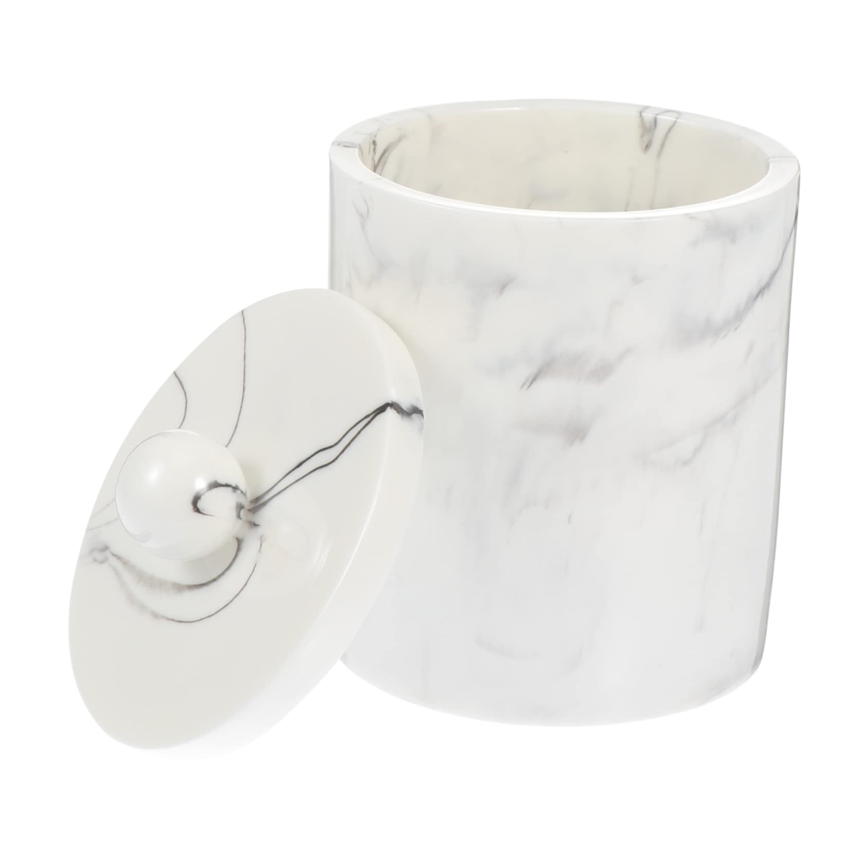 Rangement maquillage effet marbre pour organiser la salle de bain