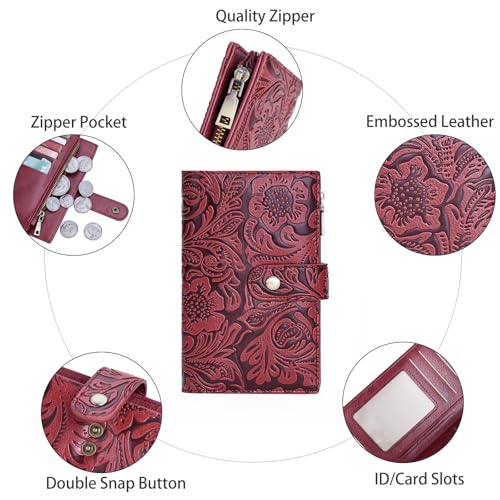 Image of GOIACII Women's Wallet RFID Blocking Leather Trifold Credit Card Holder