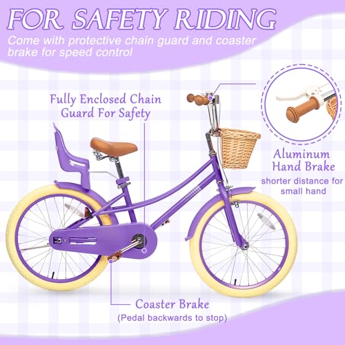 Image of Glaf Girls Bike Bicycle for 2-12 Years Old 12 14 16 20 inch Kids Toddler Bike with Training Wheels and Basket,Doll Seat, Kids Bike Bicycle for Gift